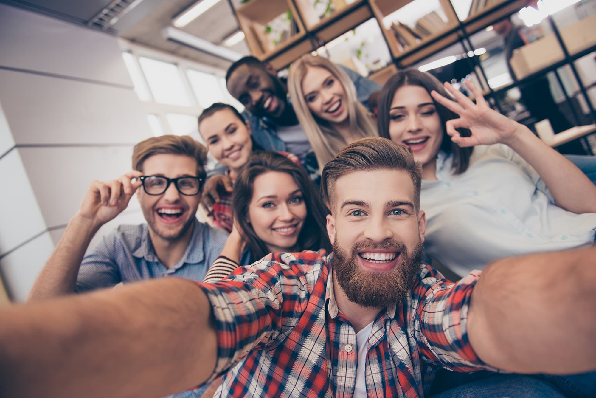 A group of friends smiling together